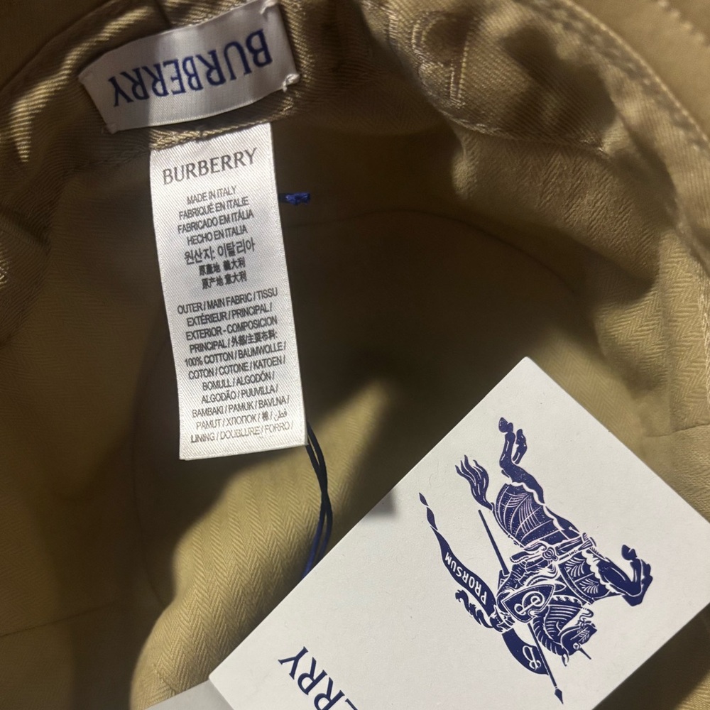 Burberry Tan Bucket Hat with Logo - Picture 2 of 3